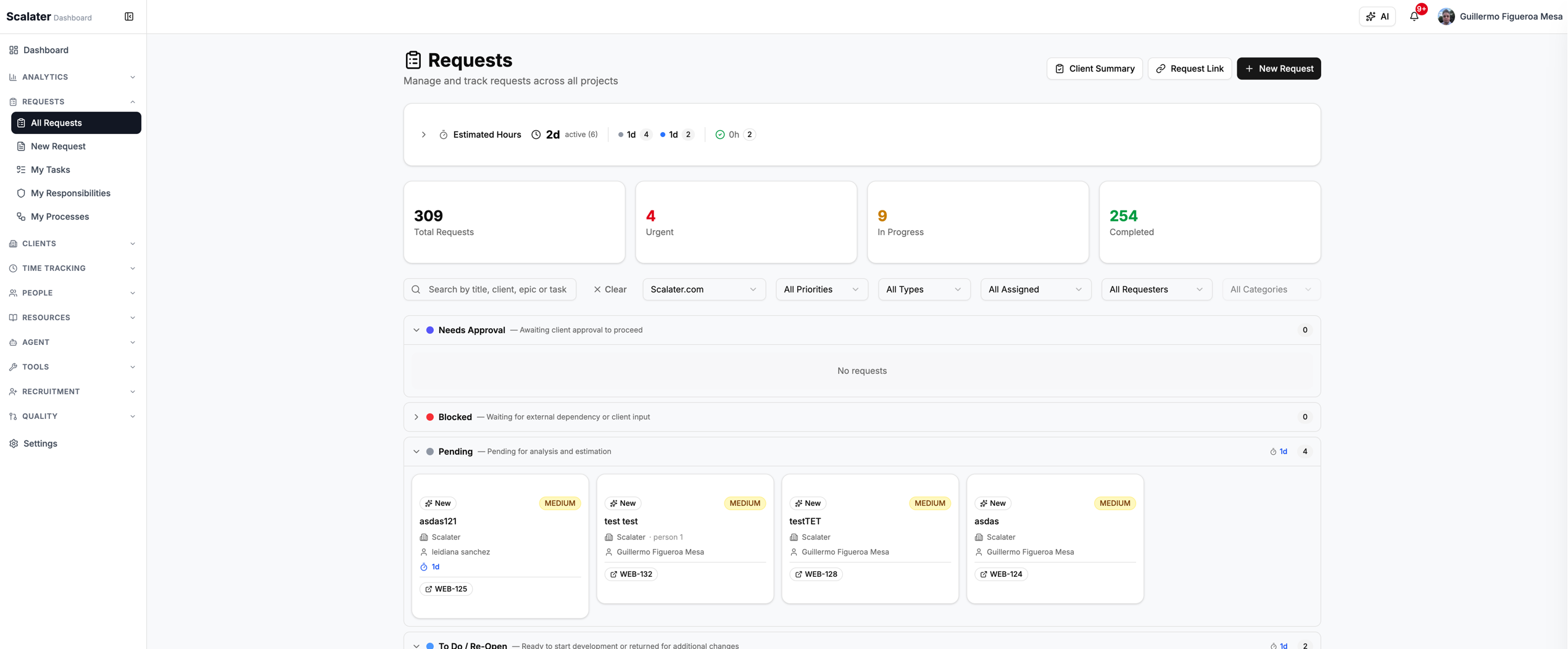 Scalater Dashboard — 2